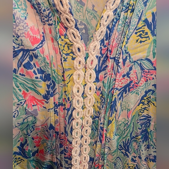 Lilly Pulitzer Floral Lace-Trim Beach Vacation Dress Sz Small - Picture 10 of 10